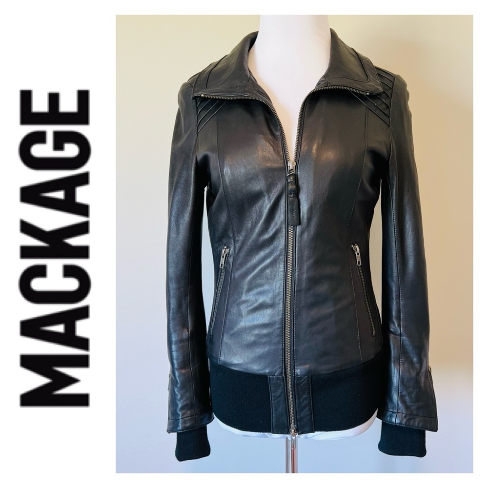 MACKAGE For Aritzia Black Real Lamb Leather Jacket Size Small